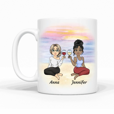 Cozy Besties am Strand - Personalisierbare Tasse