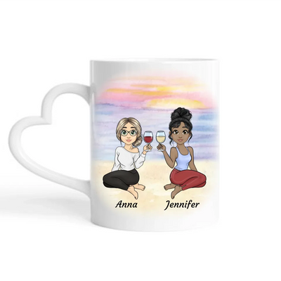 Cozy Besties am Strand - Personalisierbare Tasse