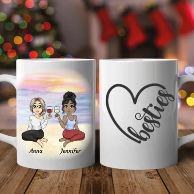 Cozy Besties am Strand - Personalisierbare Tasse