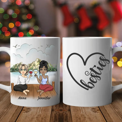 Cozy Besties am Steg - Personalisierbare Tasse