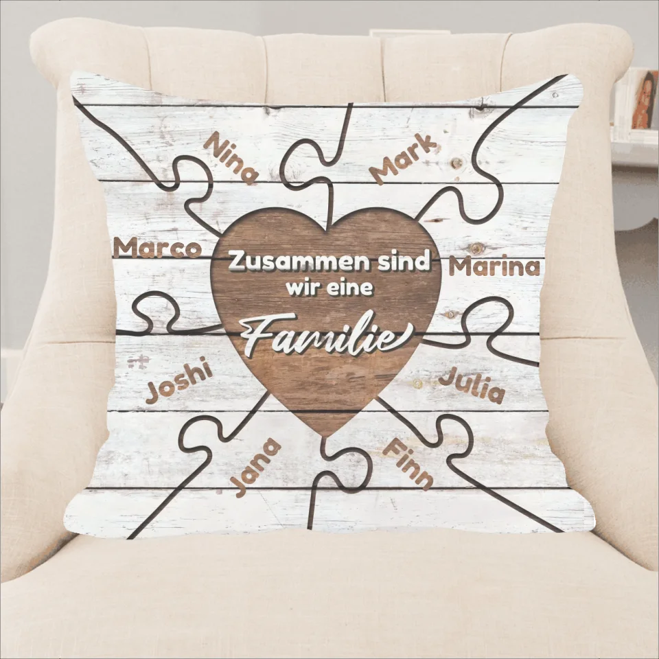 Familienpuzzle - Personalisierbares Kissen