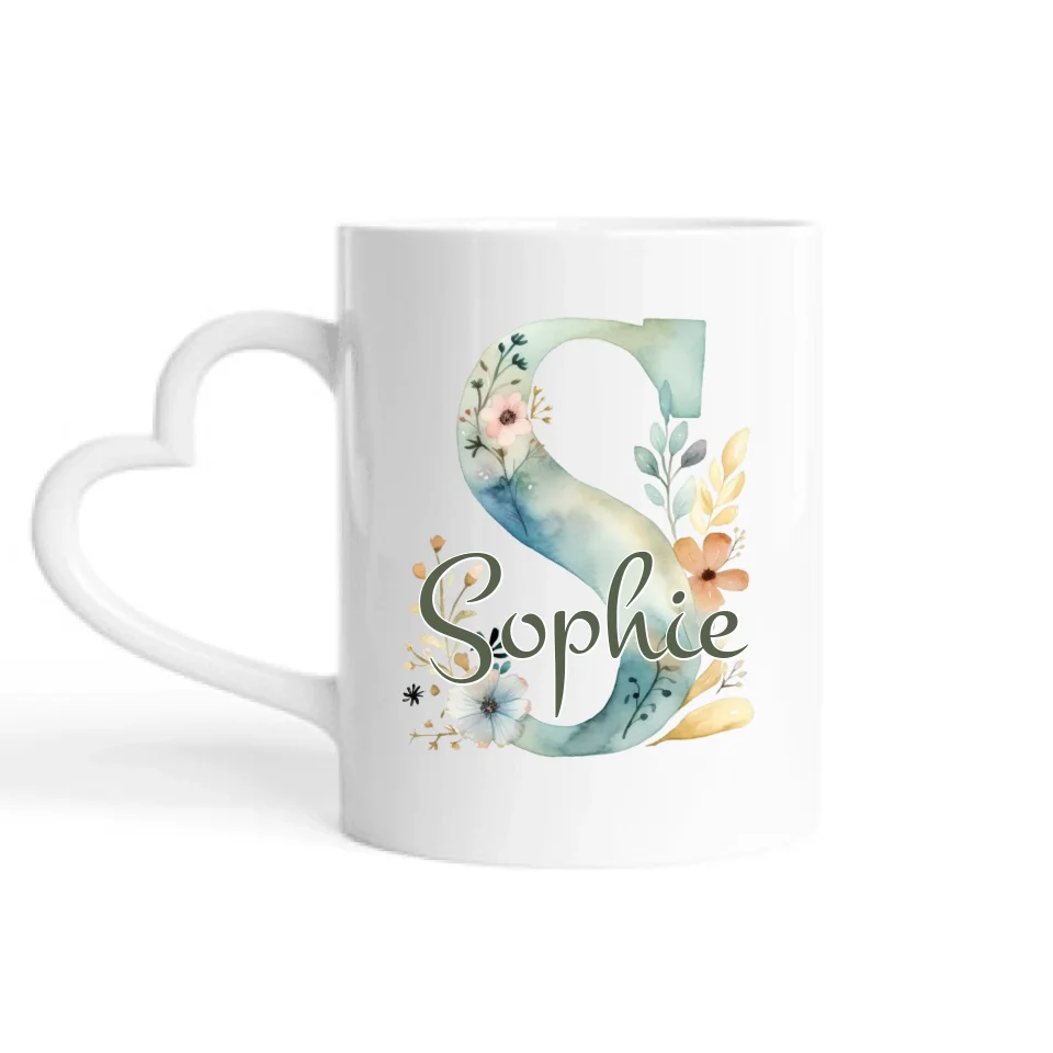 Namenstasse Design Edition Wasserfarben (Beidseitig) - Personalisierbare Tasse