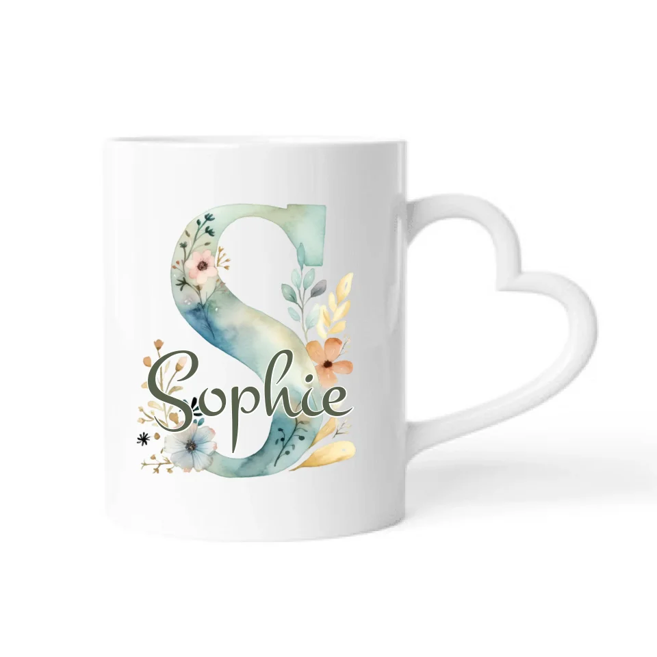 Namenstasse Design Edition Wasserfarben (Beidseitig) - Personalisierbare Tasse