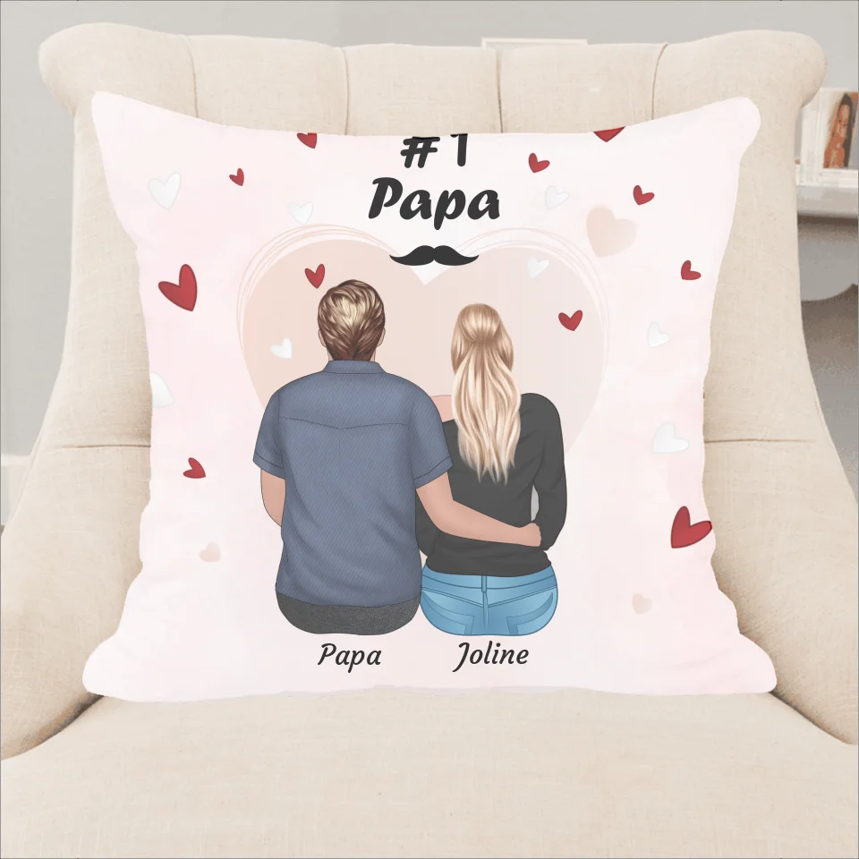 Vater und Tochter (40x40cm) - Personalisierbares Kissen - wefriends