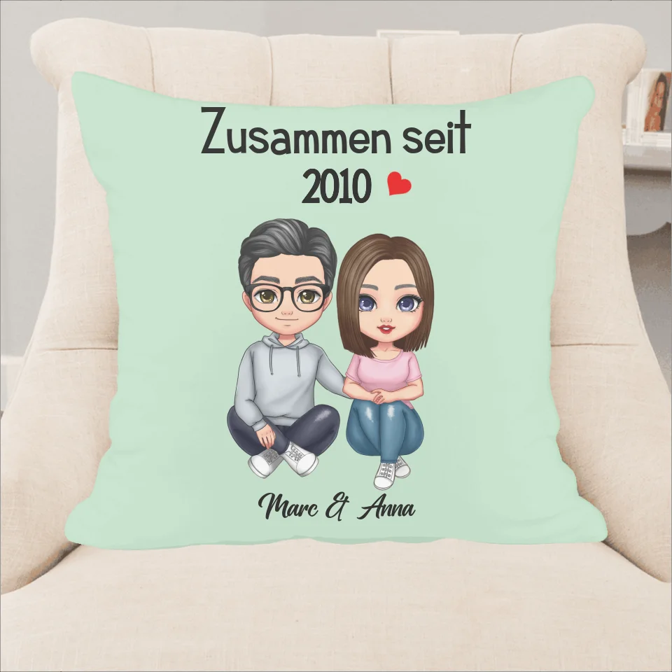 Comic Style Paar - Personalisierbares Kissen (40x40cm) - wefriends