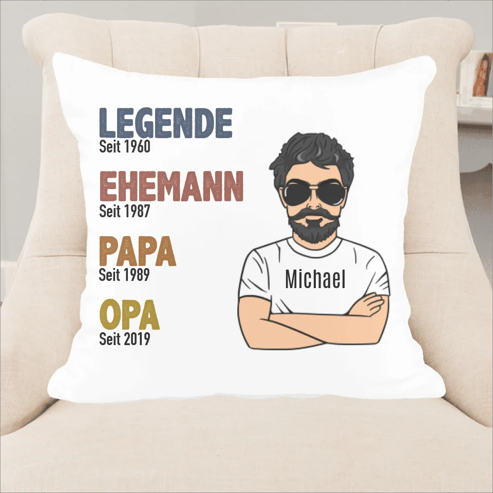 Legenden Opa / Papa - Personalisierbares Kissen (40x40cm) - wefriends