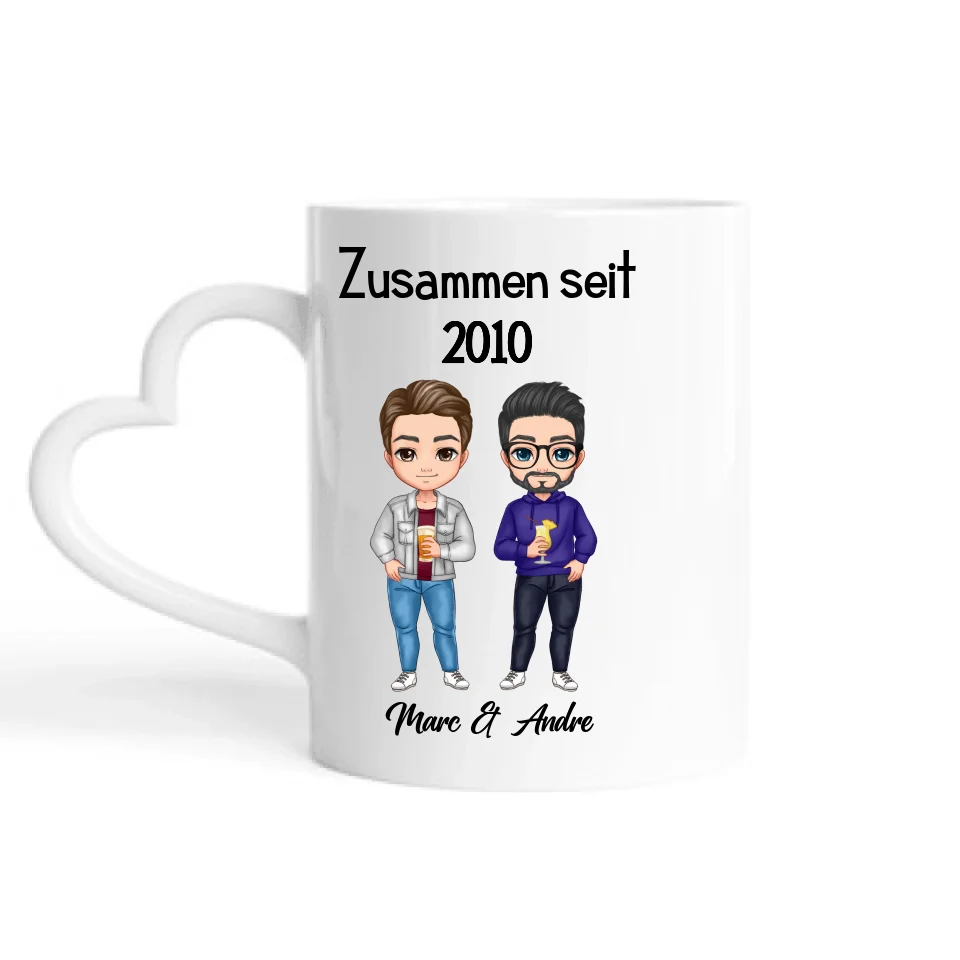 Comic Style Paar (zwei Männer) - Personalisierbare Tasse