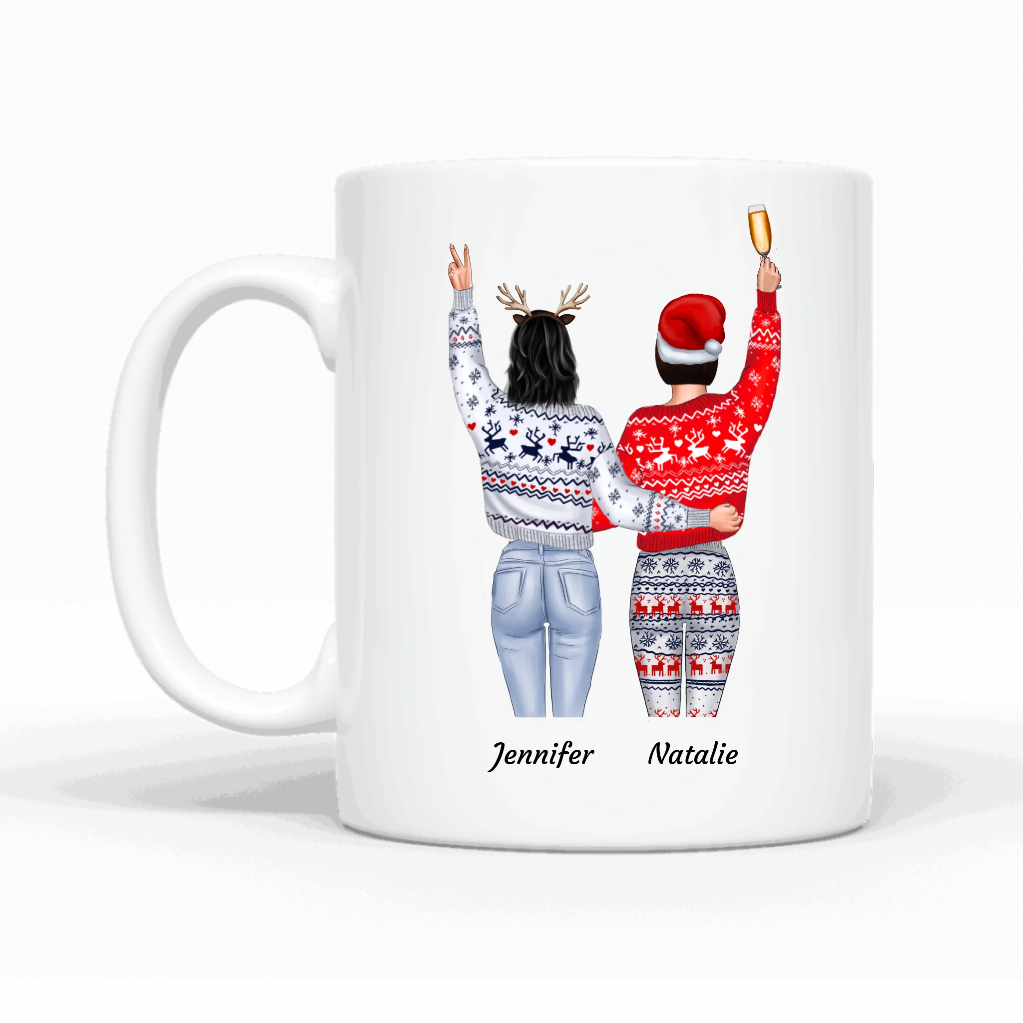 Besties stehend Weihnachten - Personalisierbare Tasse