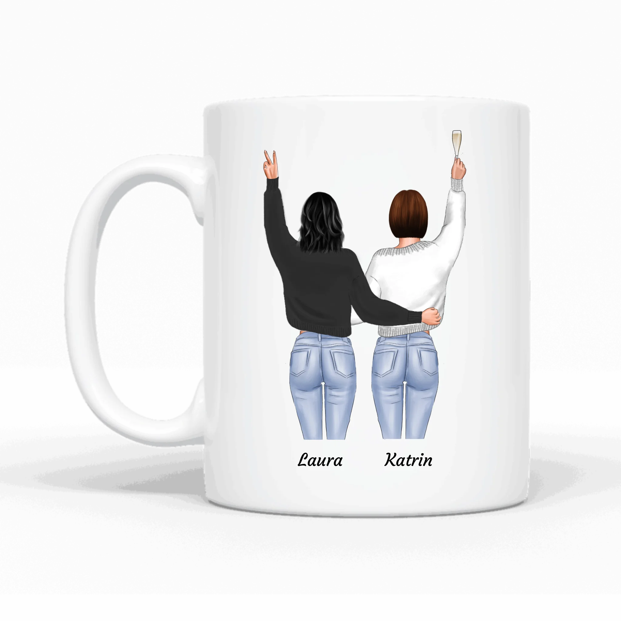 Besties stehend - Personalisierbare Tasse