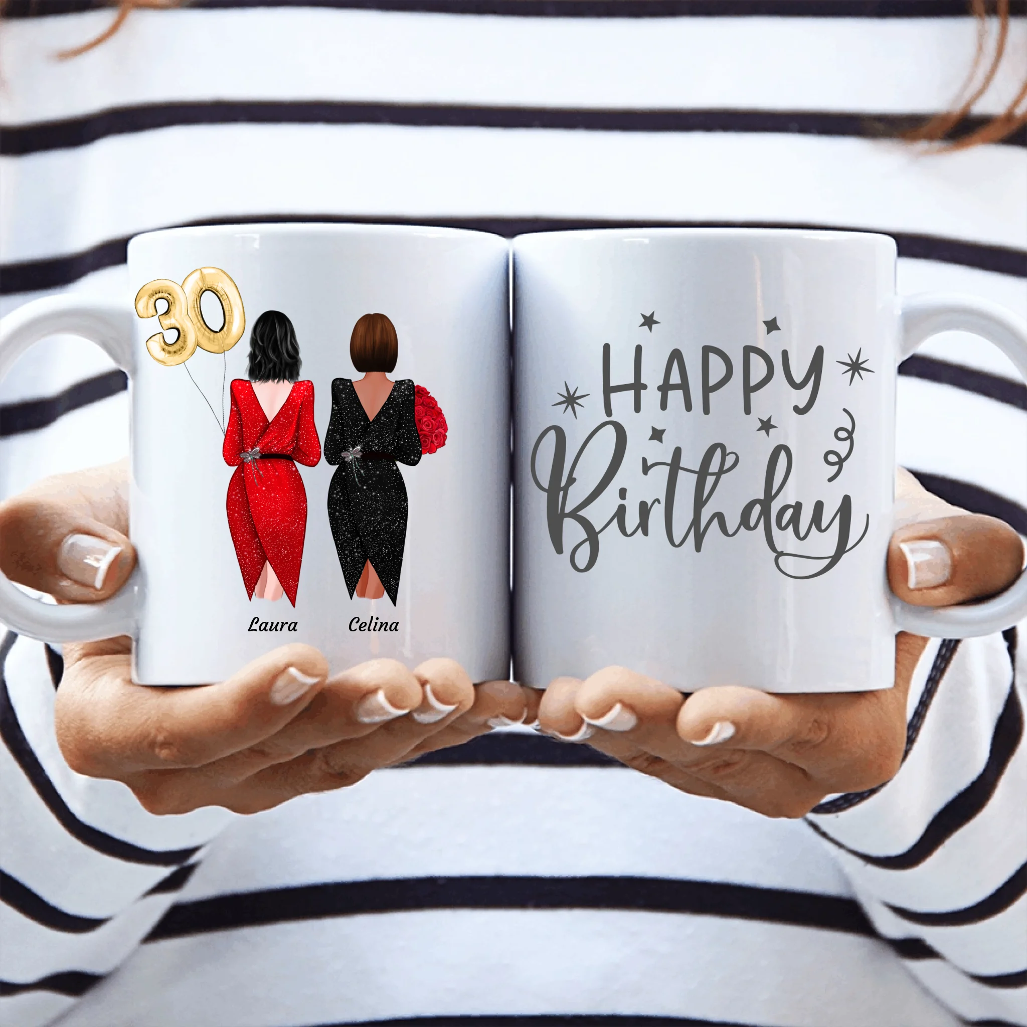 Festliche Geburtstags-Besties - Personalisierbare Tasse