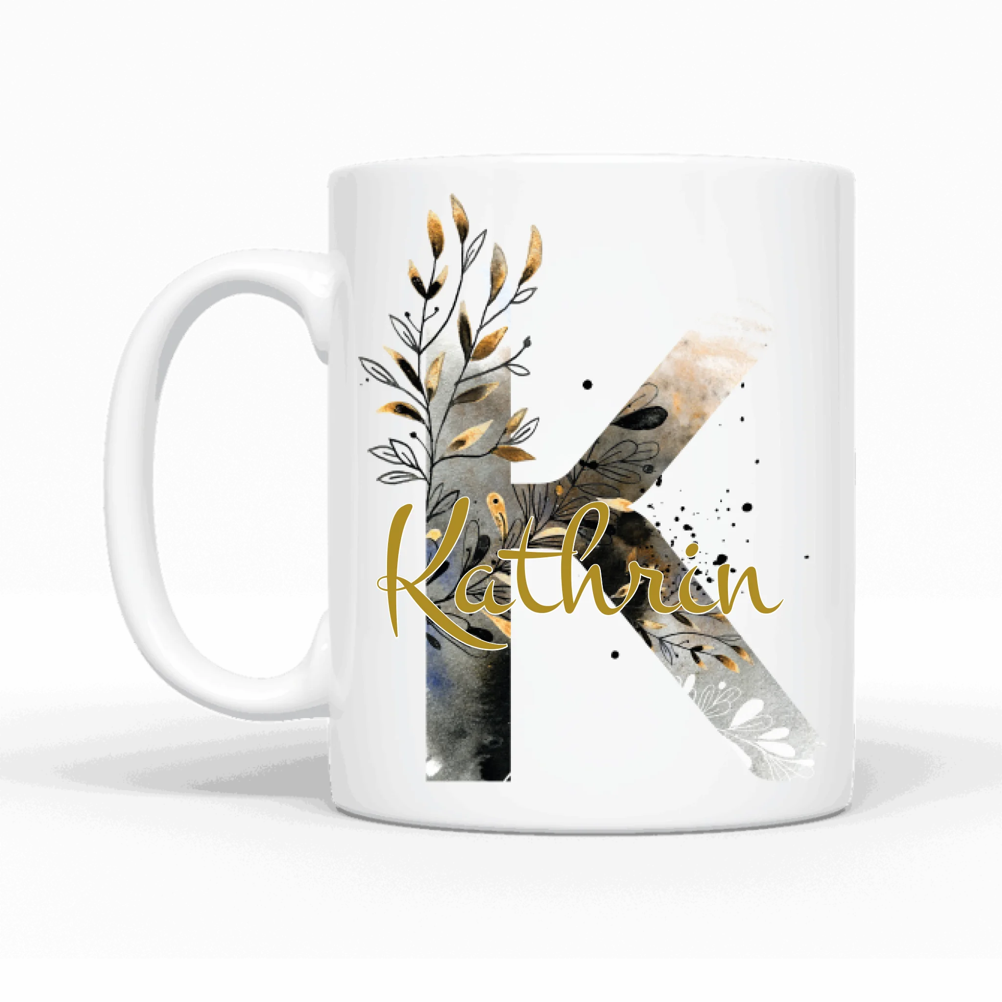 Namenstasse Design Edition schwarz transparent (einseitig)  - Personalisierbare Tasse