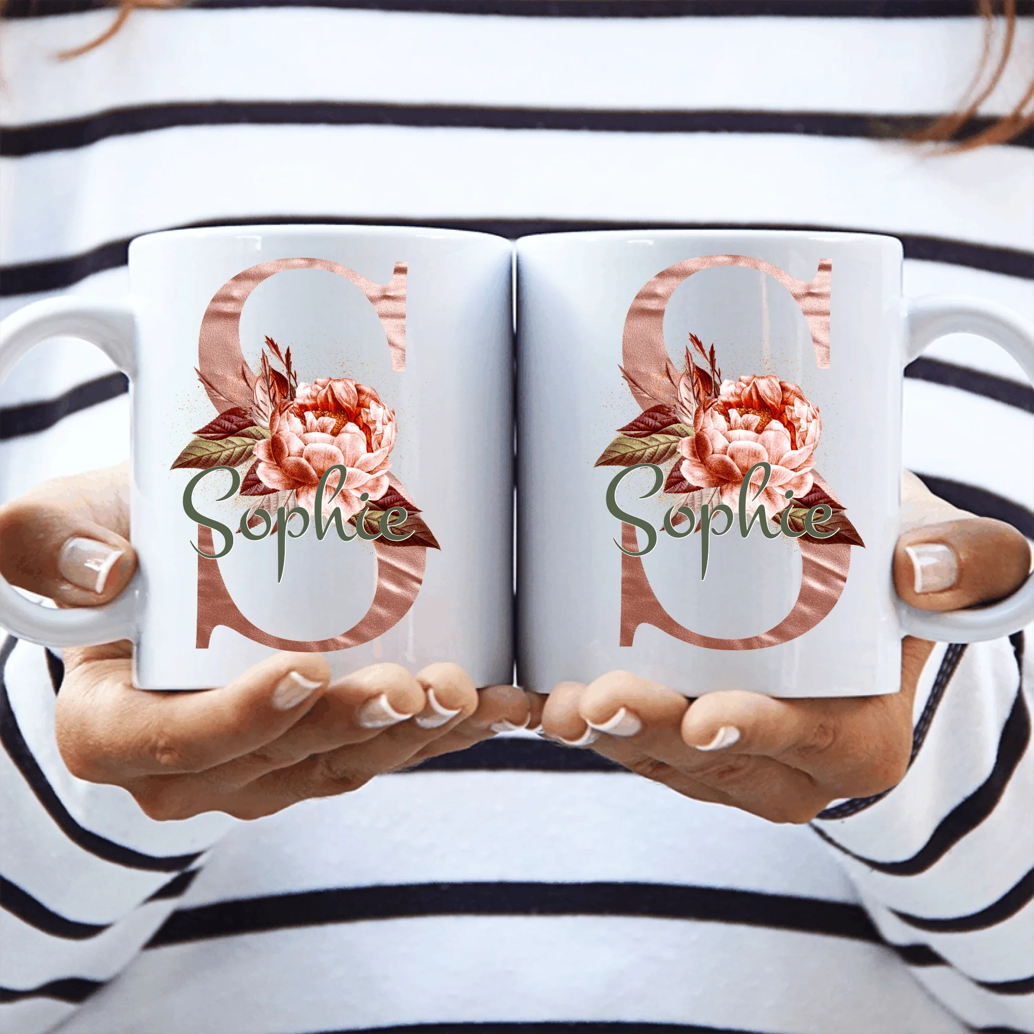 Design Edition rosig (beidseitig) - Personalisierbare Tasse