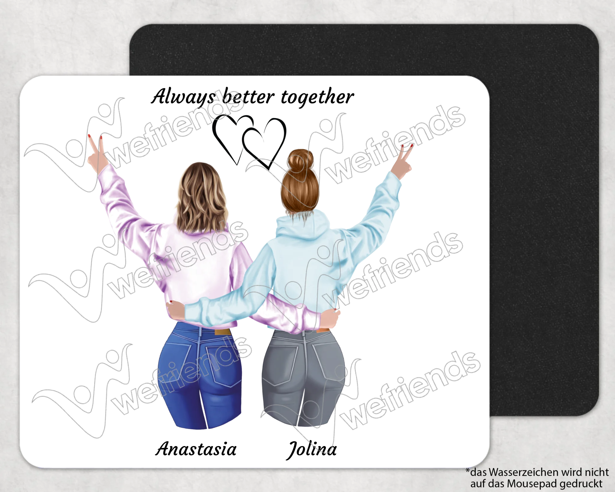 Peace Besties - Personalisierbares Mousepad