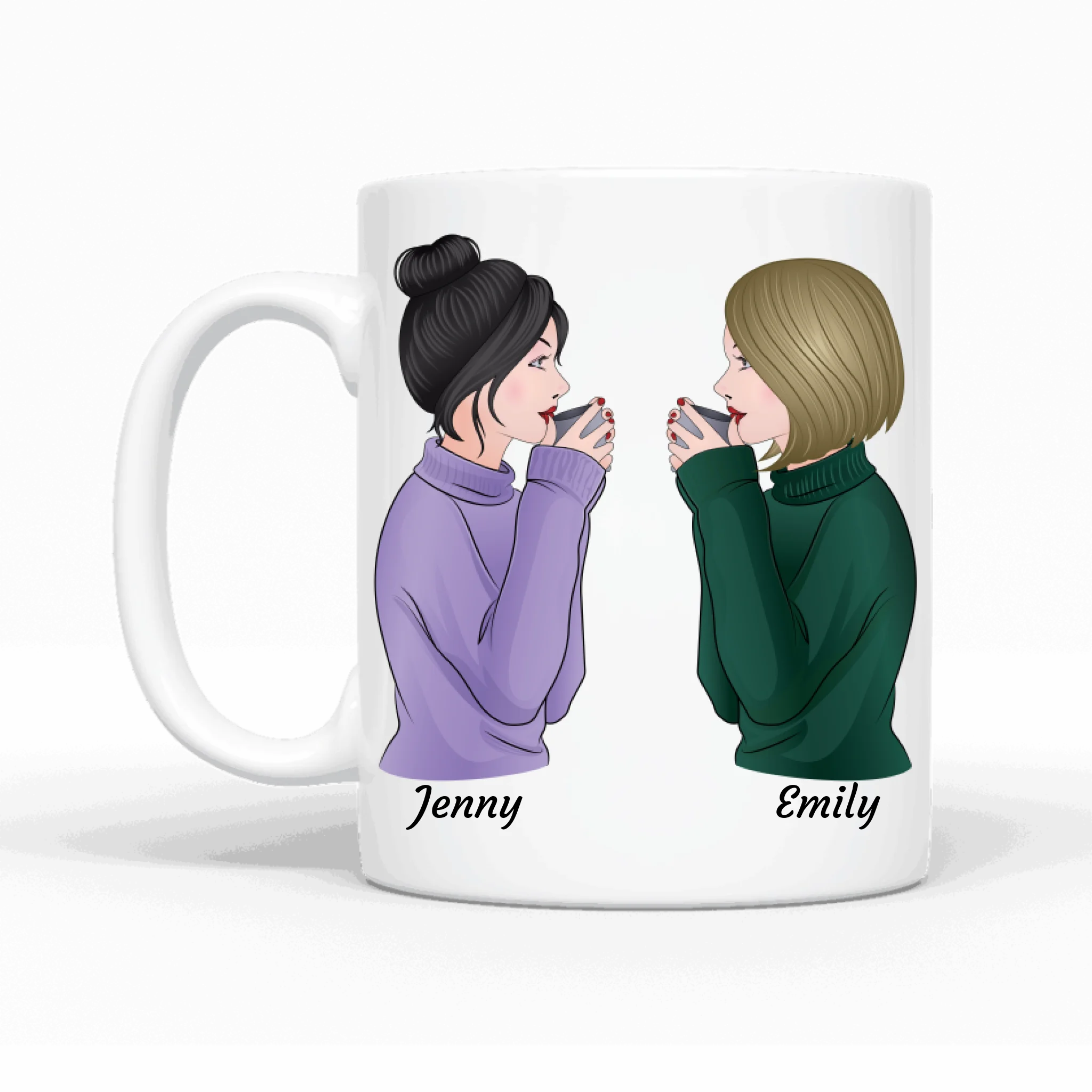 Besties seitlich - Personalisierbare Tasse