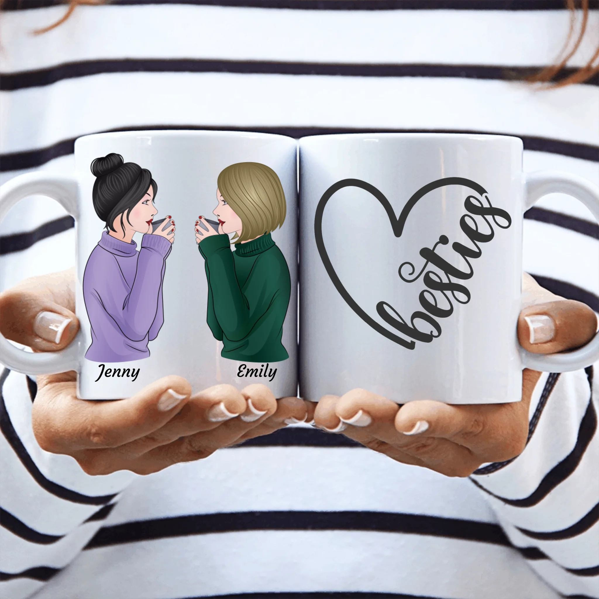 Besties seitlich - Personalisierbare Tasse