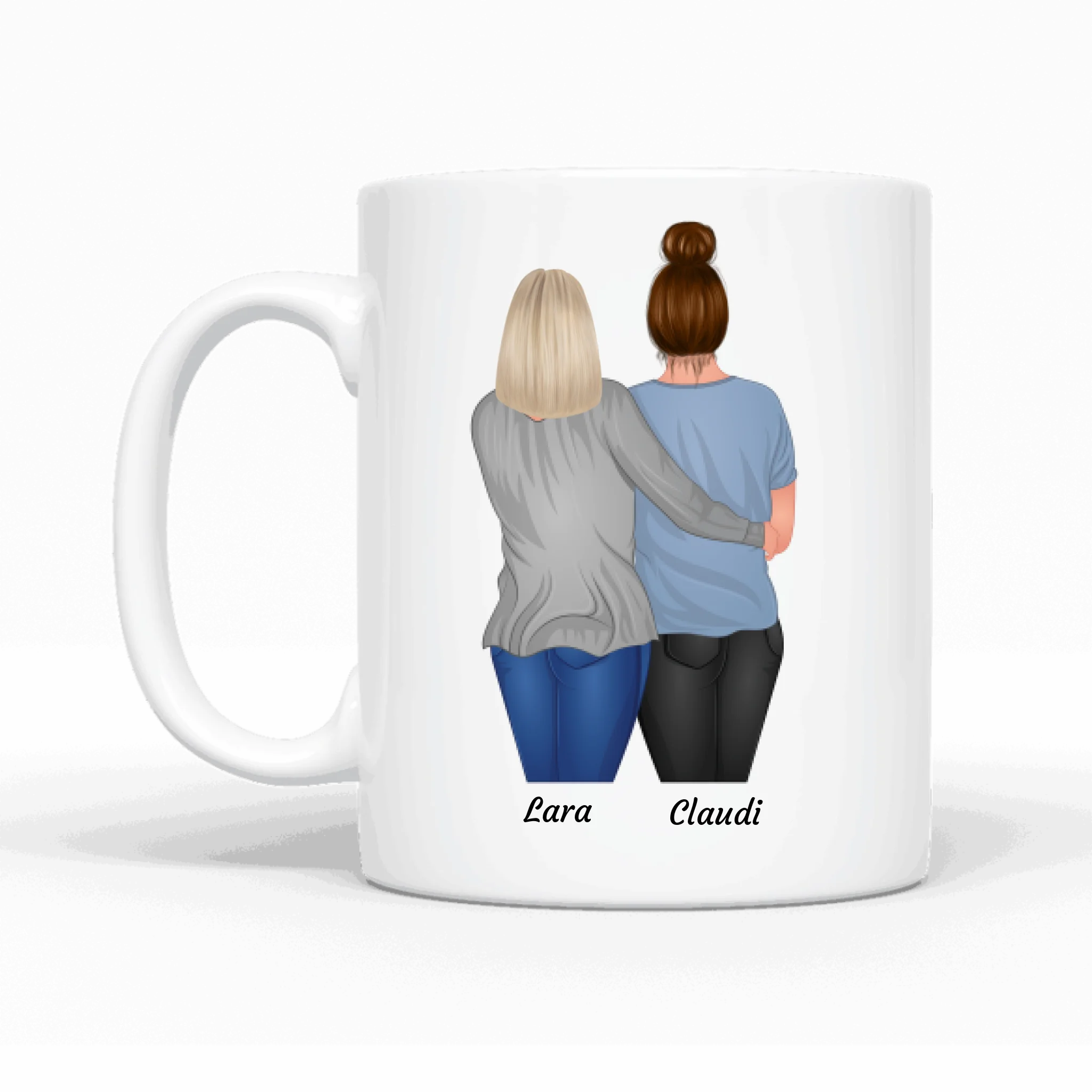 Mutter und Tochter stehend - Personalisierbare Tasse