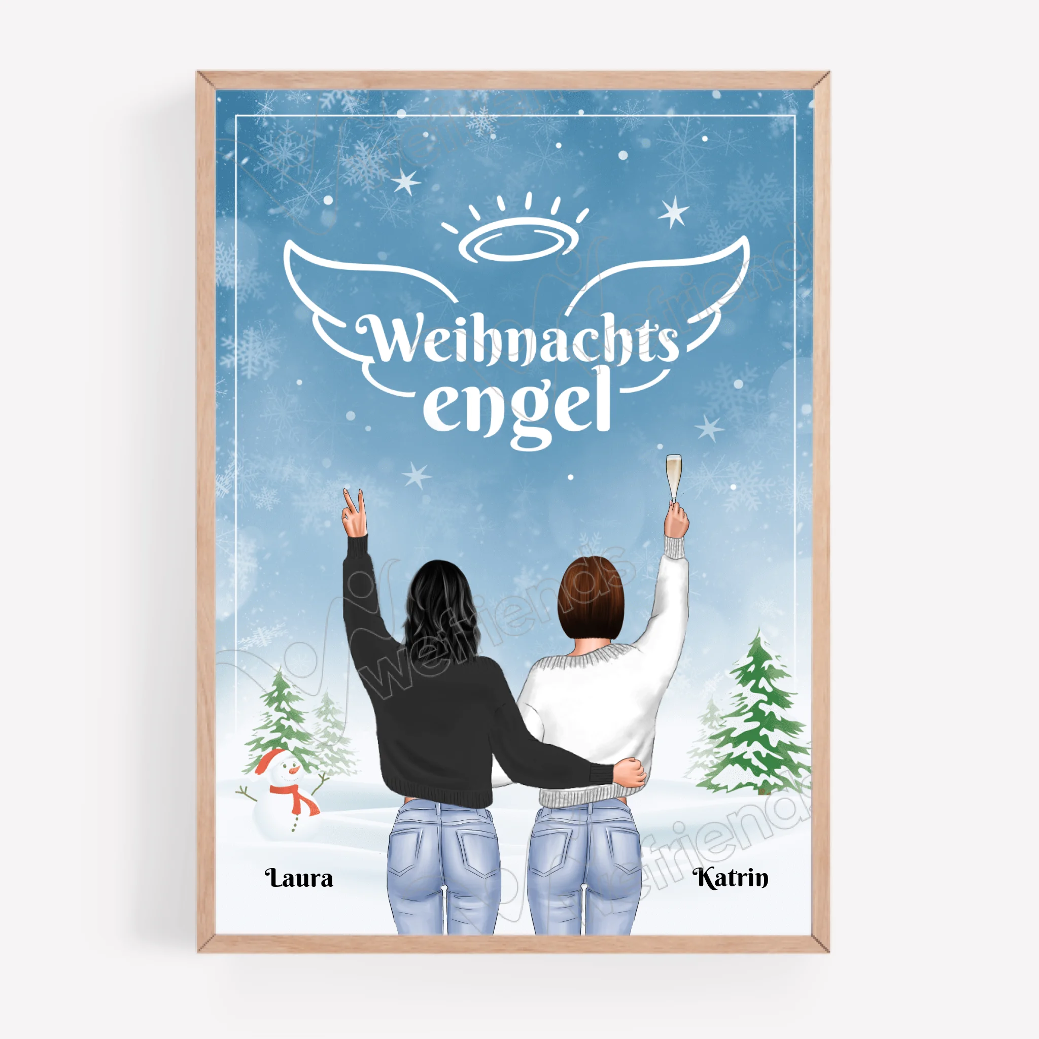 stehende Besties im Schnee - personalisiertes Poster (limitierte Edition)