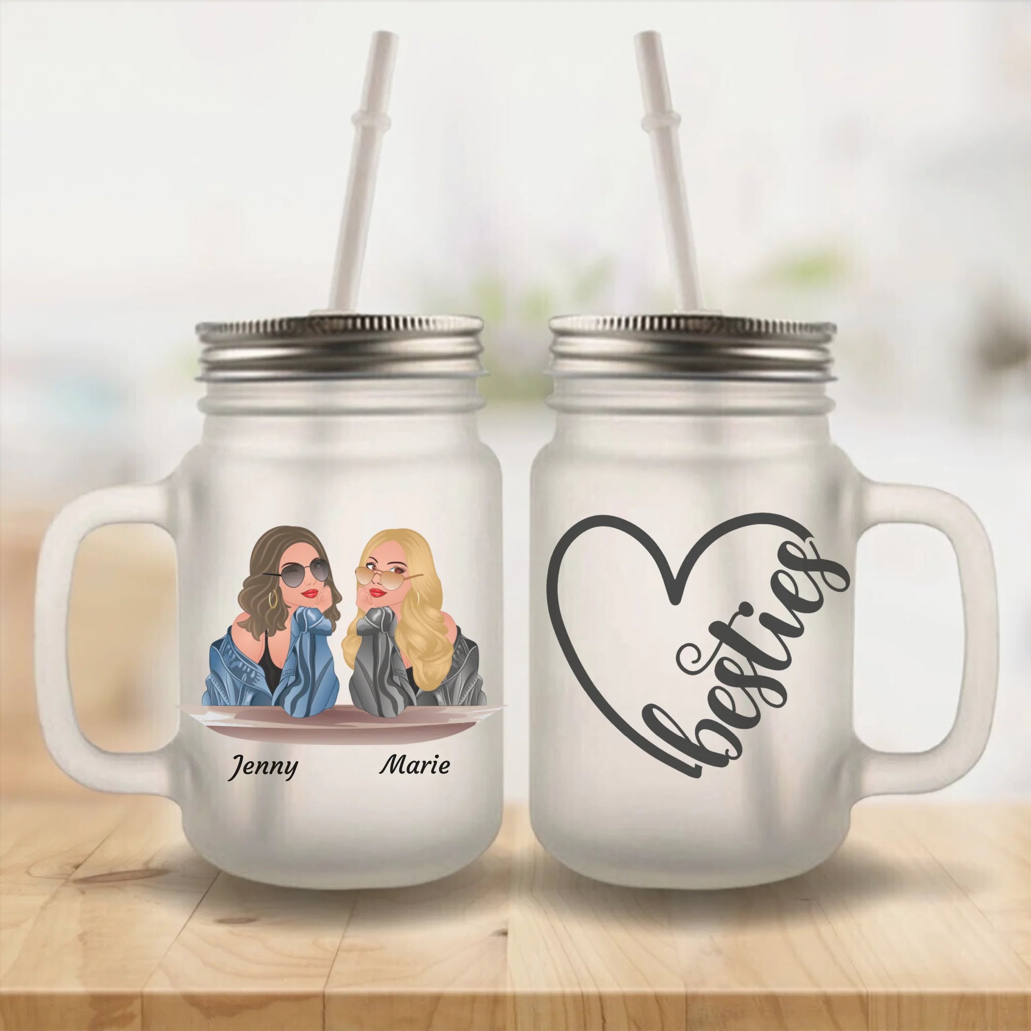 Sassy Besties - Personalisierbares Henkelglas (kein Set)