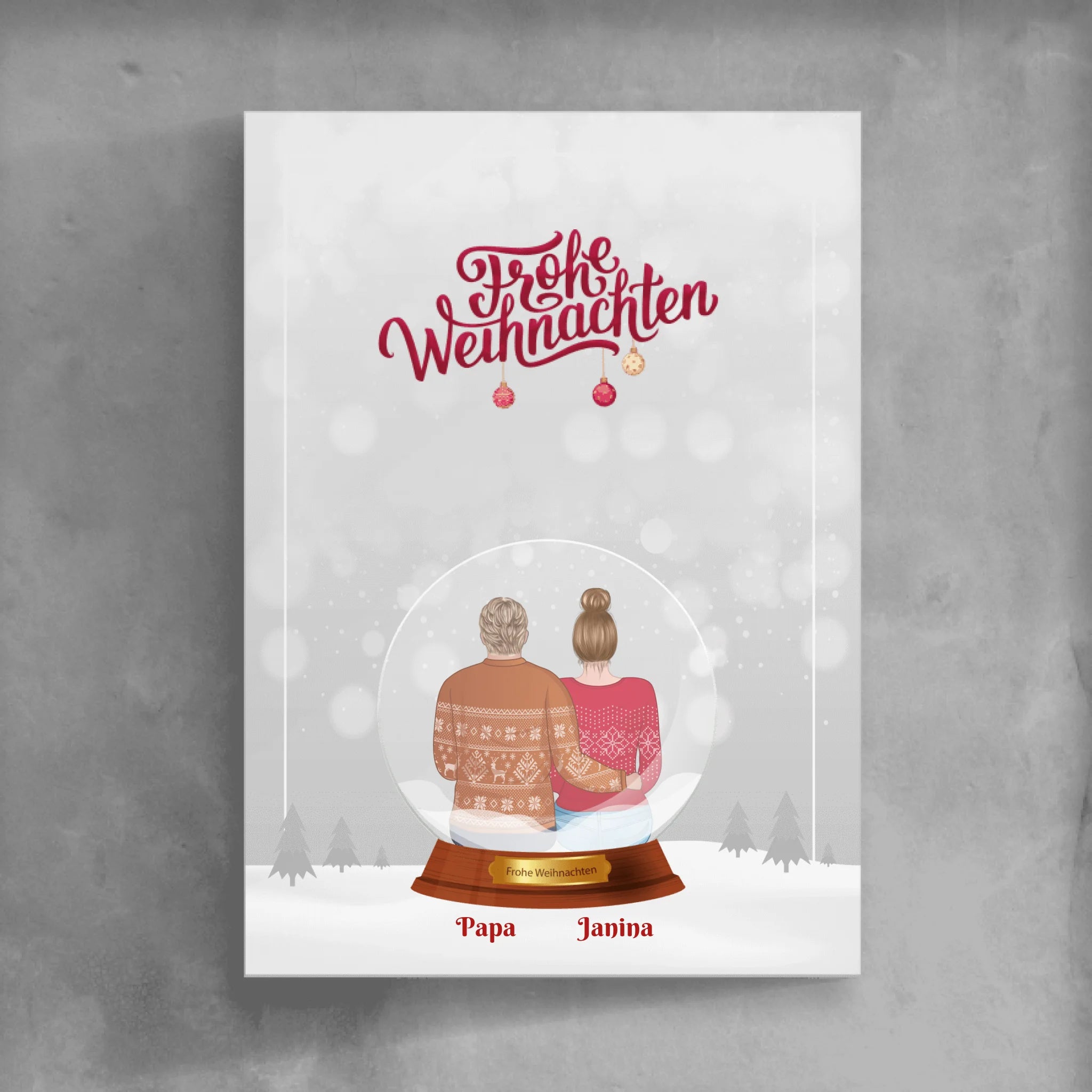 Vater und Tochter Schneekugel - Personalisierbares Poster