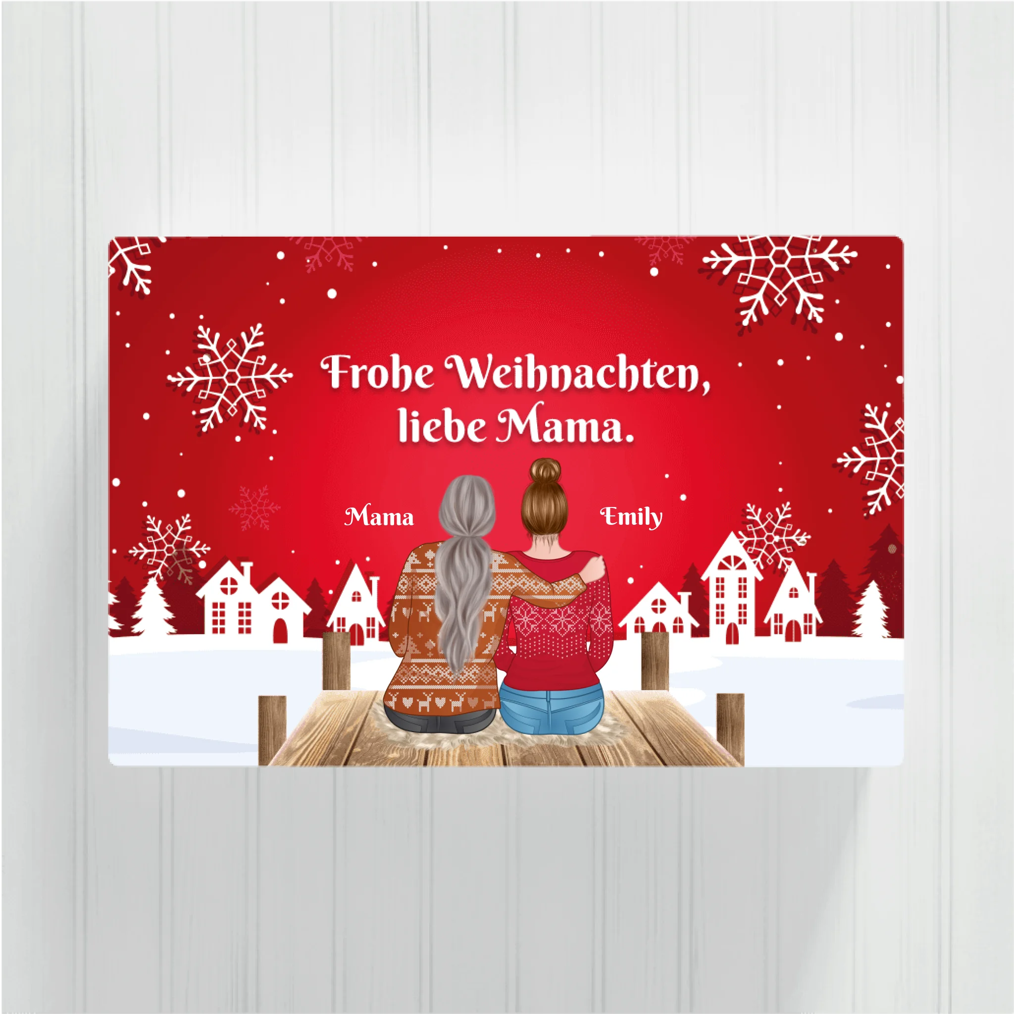 Mutter und Tochter Weihnachtsland - Personalisierbare Leinwand