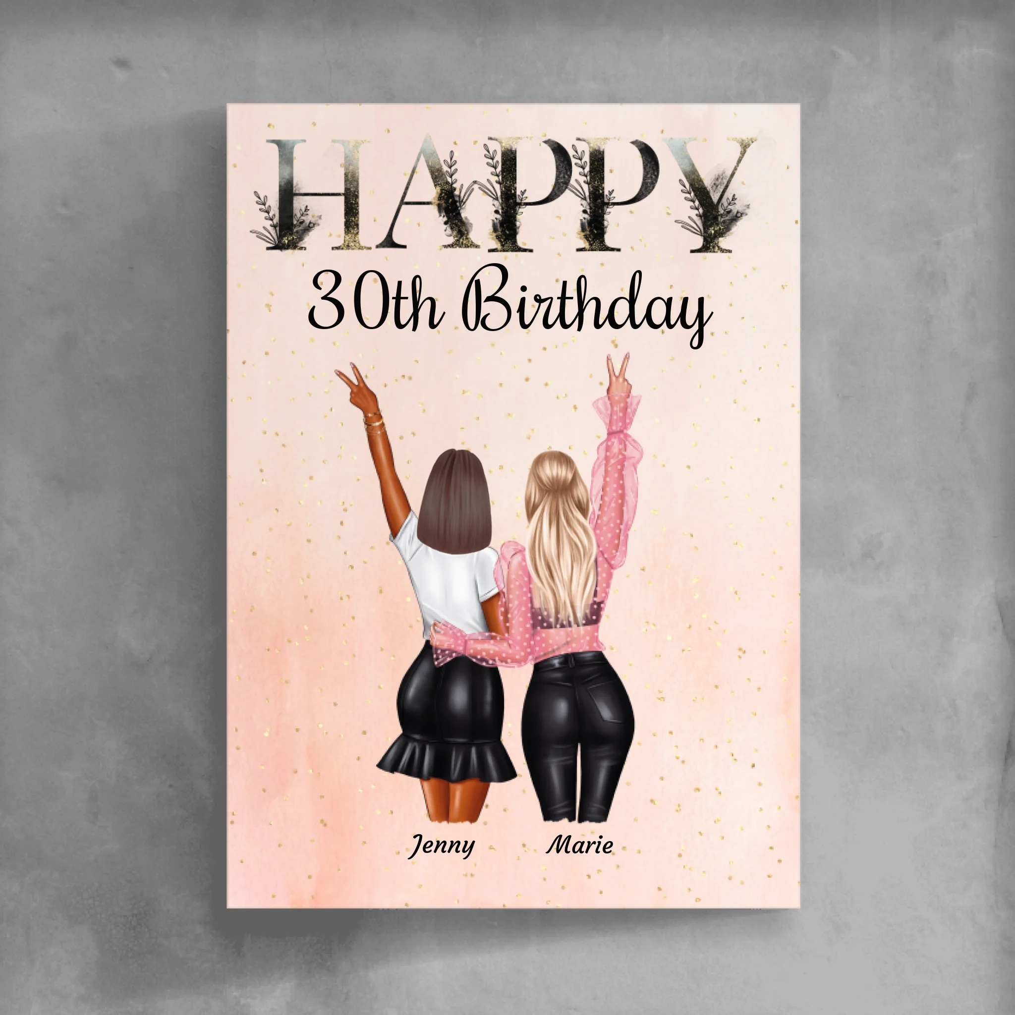 Happy Birthday Besties (schwarz) - Personalisierbares Poster