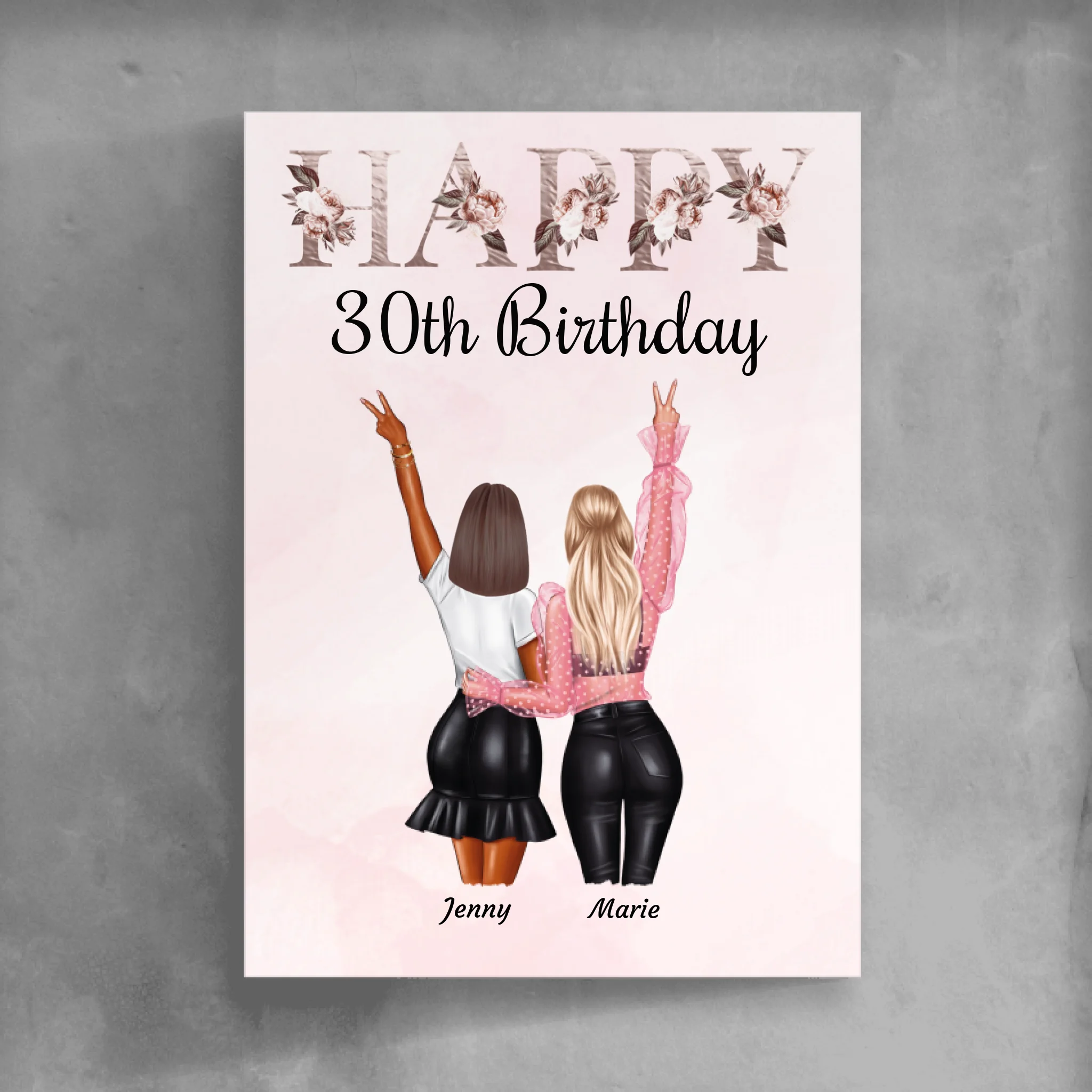 Happy Birthday Besties (rosig) - Personalisierbares Poster