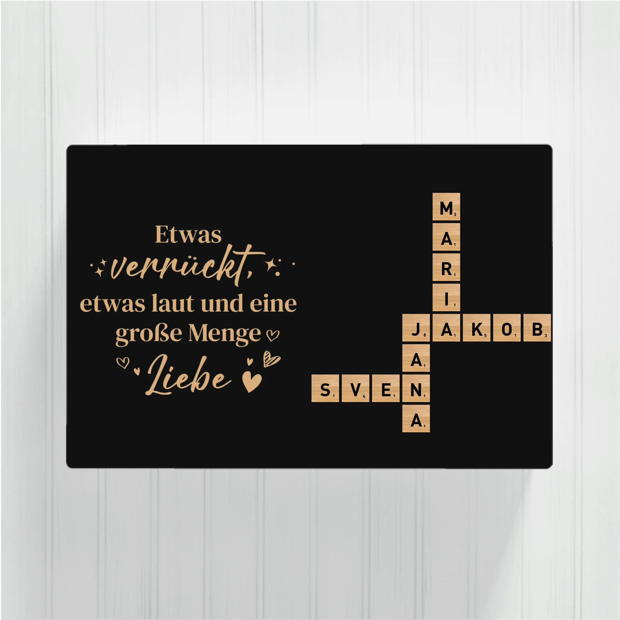 Scrabble Familienspruch - Personalisierbare Leinwand