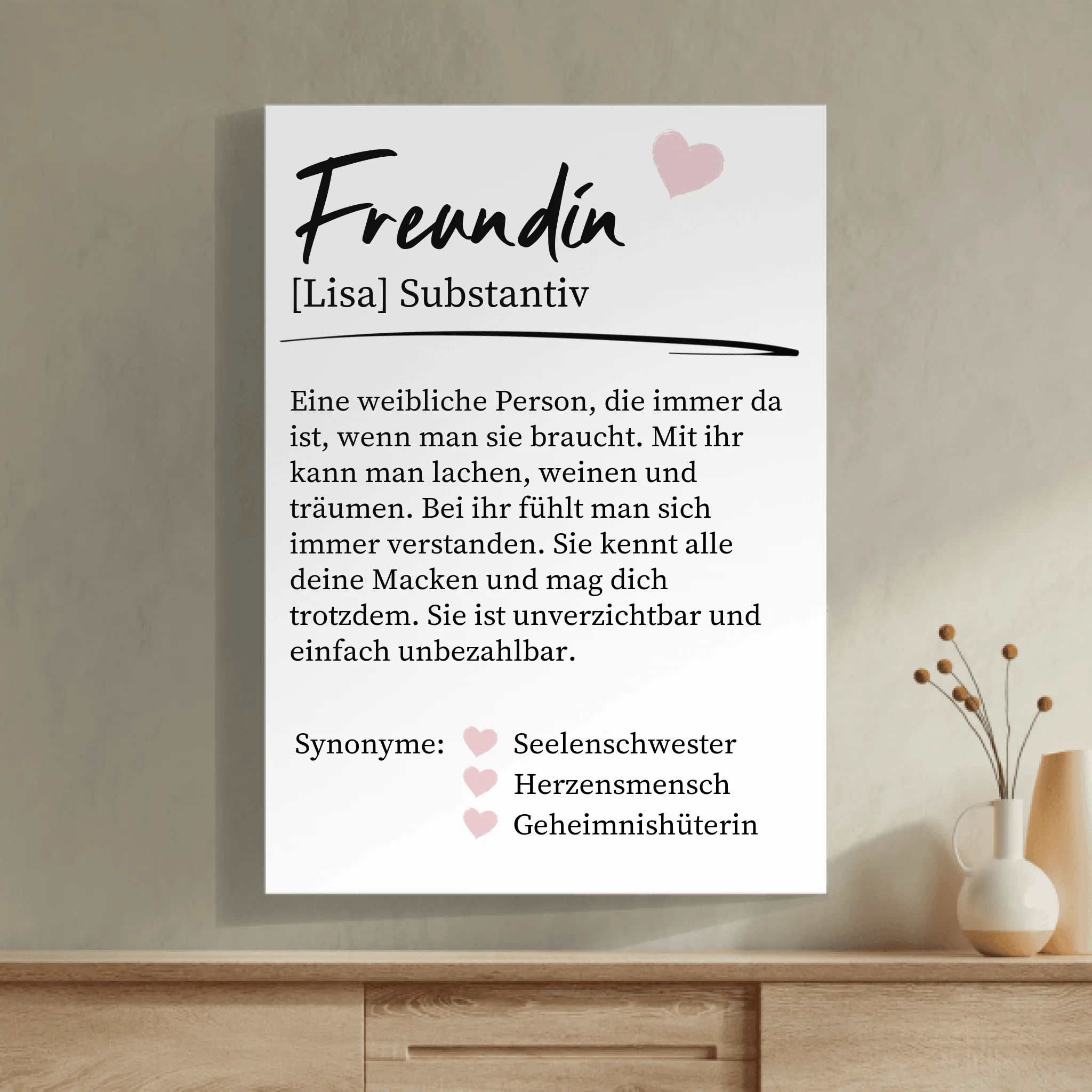 Definition von Freundin für Paare, Freundin, Schwester & Tante - Personalisierbares Poster