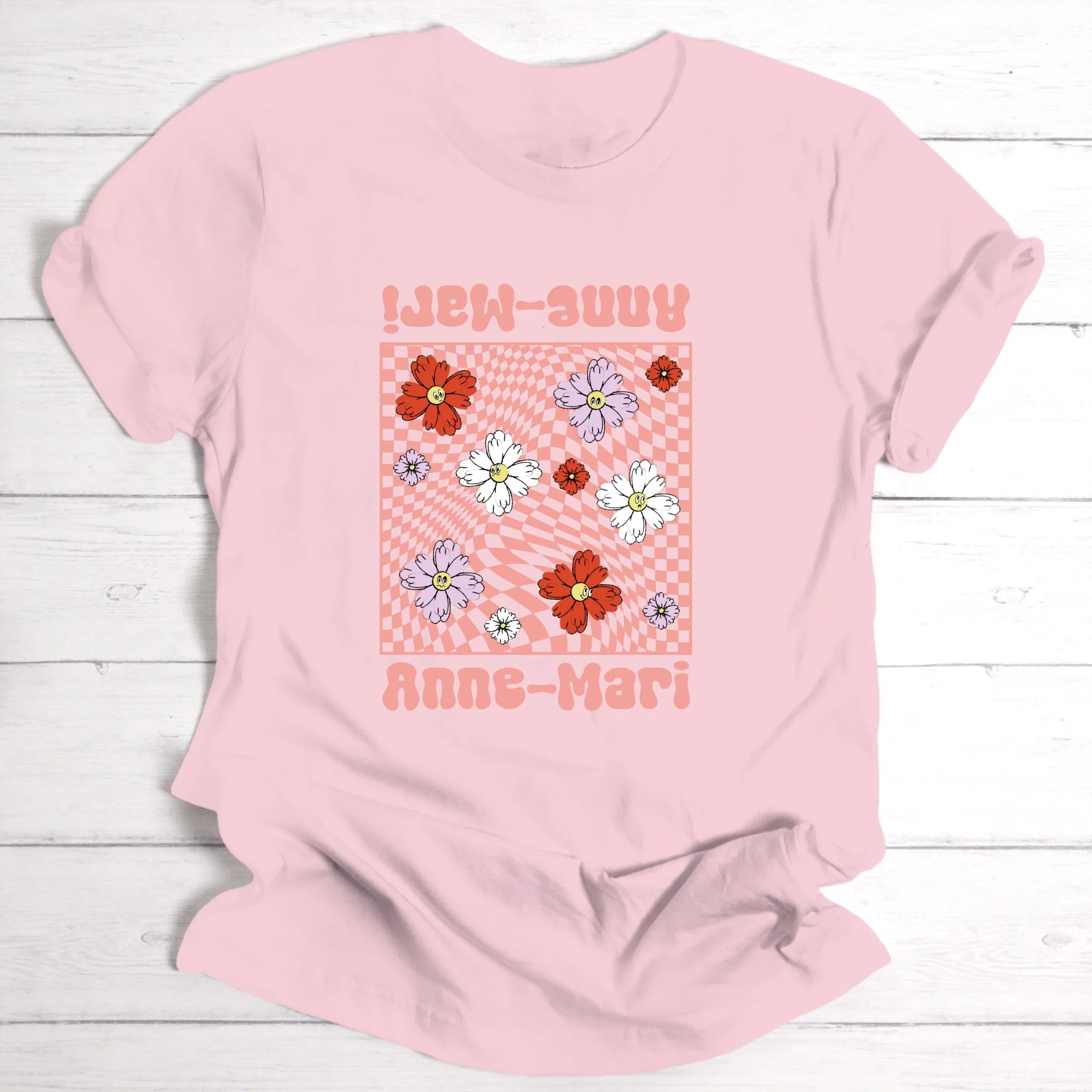 Flower Power T-Shirt - Vintage T-Shirt für Freundinnen, Schwestern & Paare - Personalisierbares T-Shirt