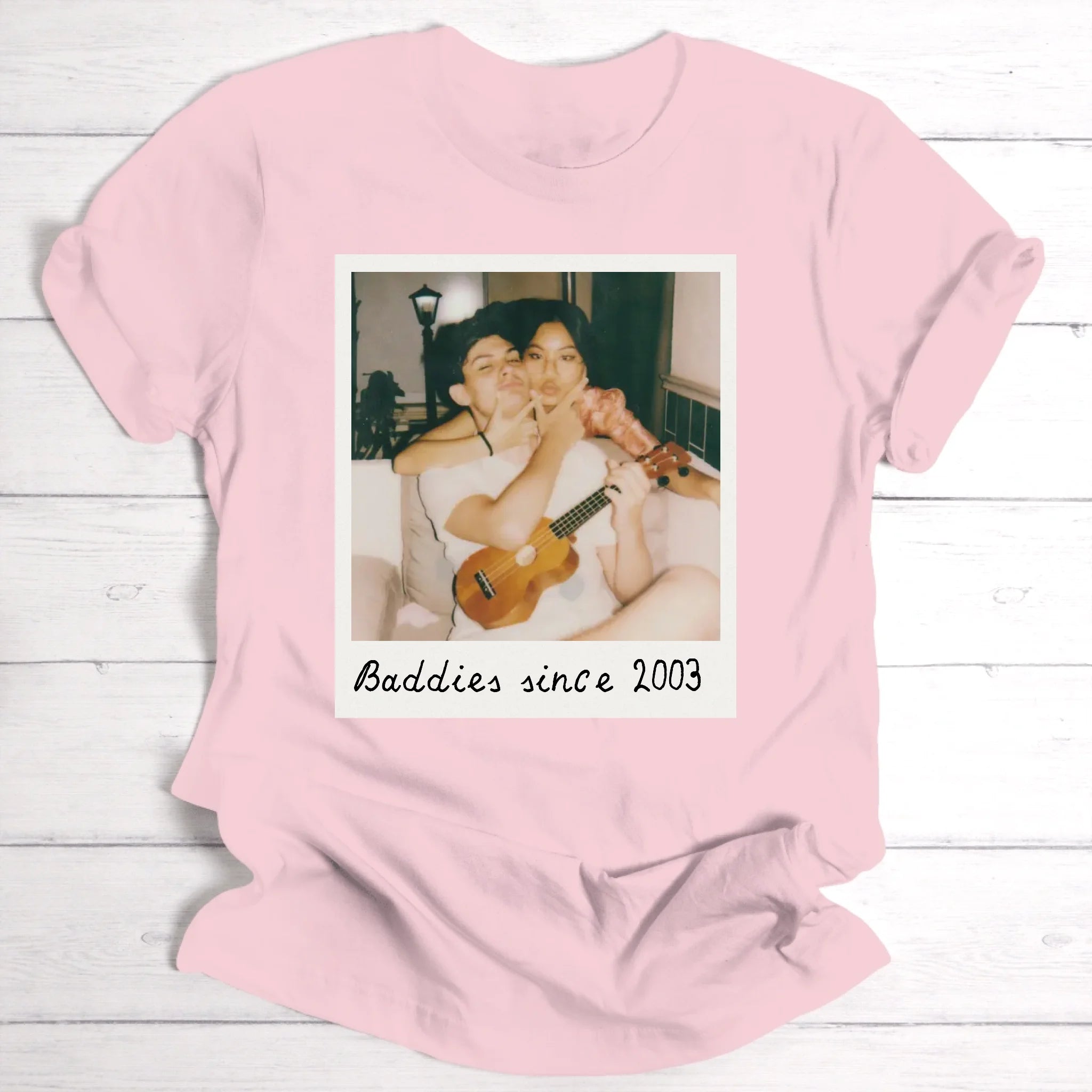 Vintage-Polaroid-Foto-Shirt für Paare & Freundinnen - Personalisierbares T-Shirt