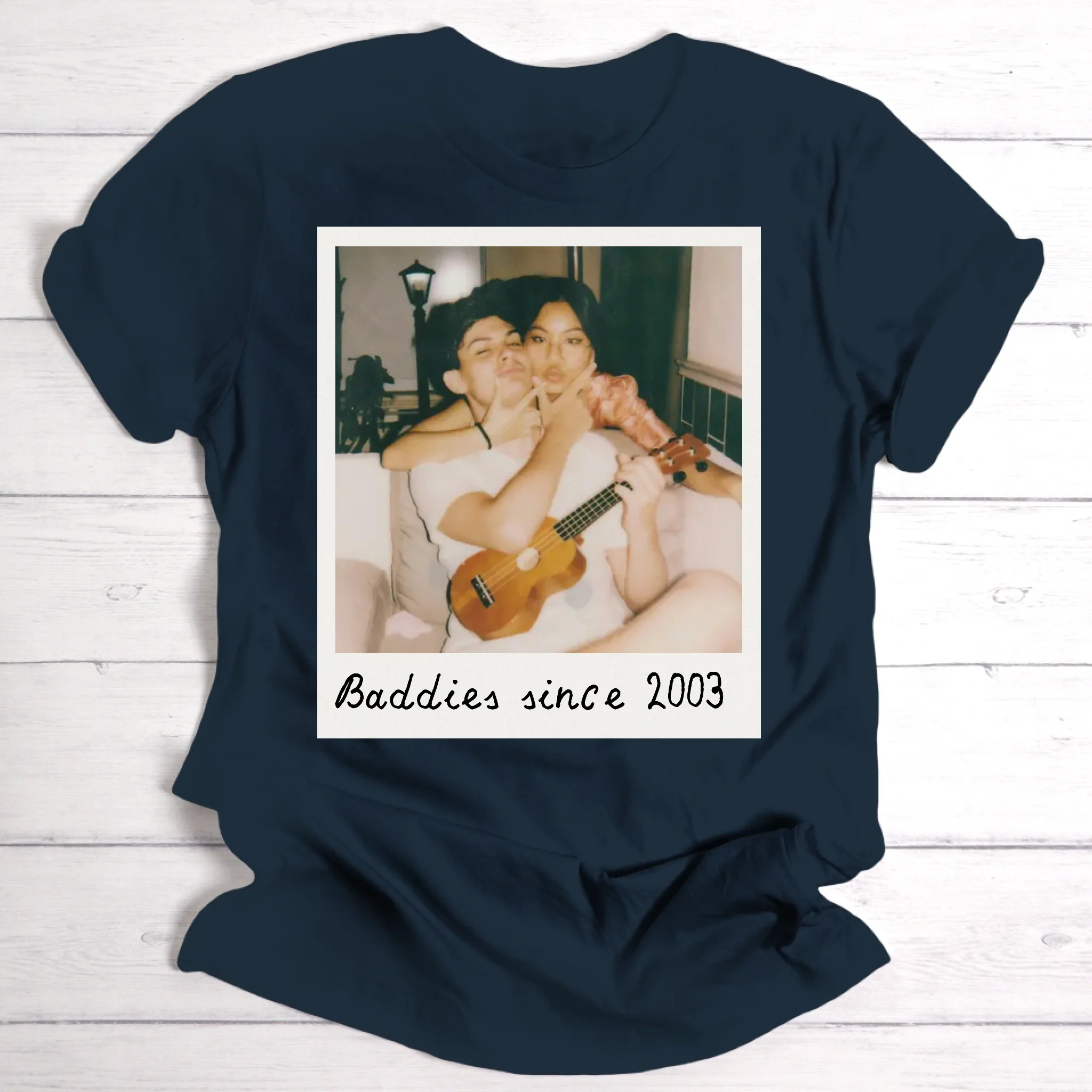 Vintage-Polaroid-Foto-Shirt für Paare & Freundinnen - Personalisierbares T-Shirt