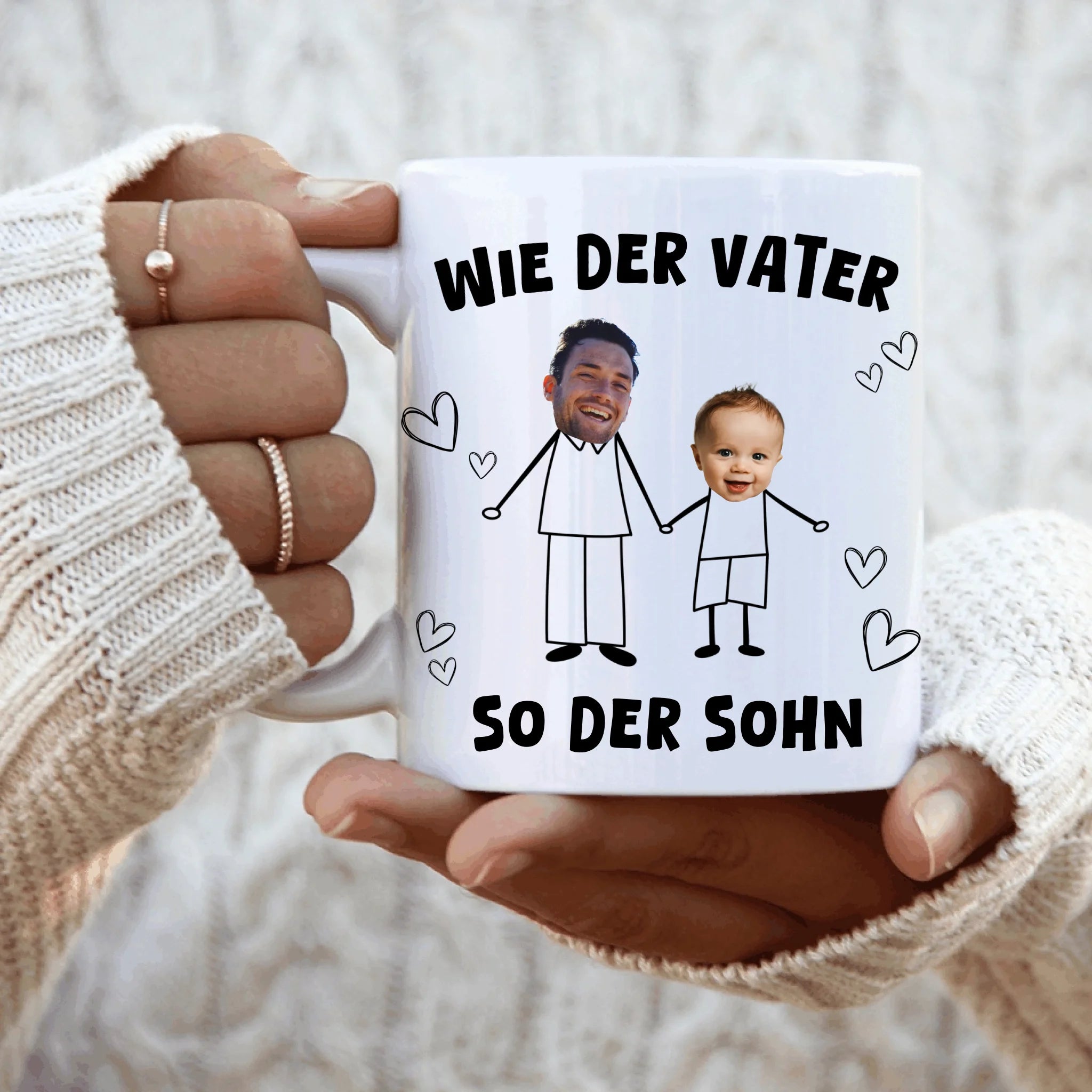 Wie der Vater, so der Sohn / so die Tochter für Papa, Sohn & Tochter  - Personalisierbare Tasse