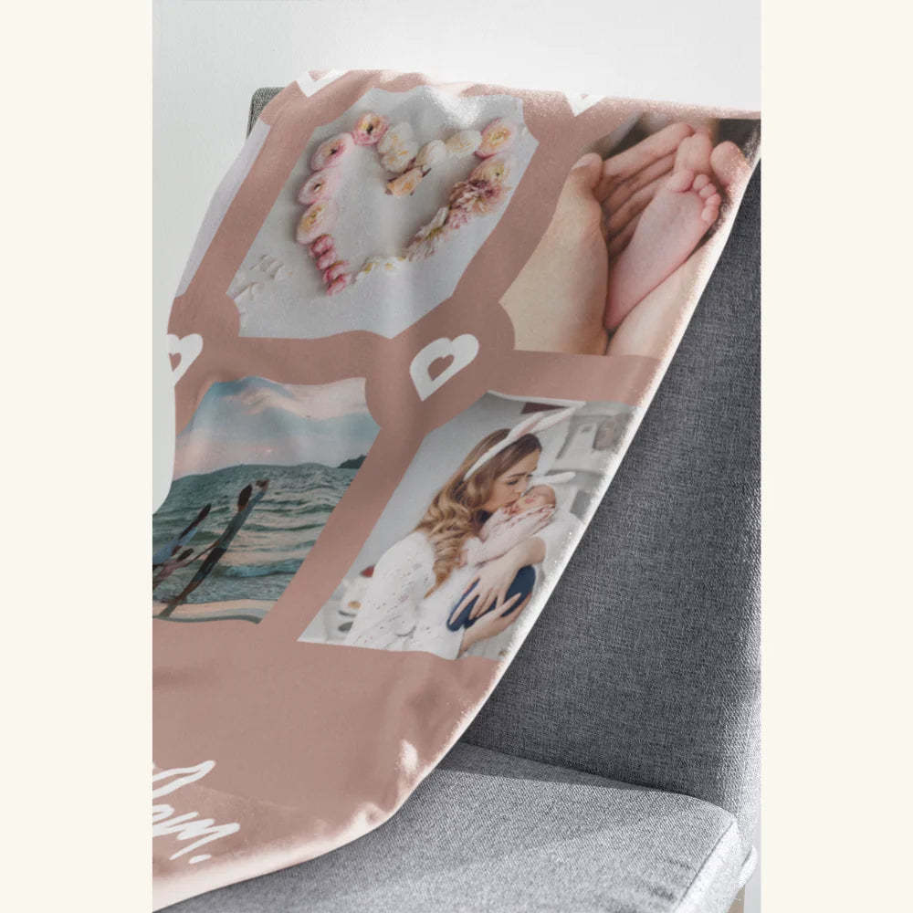 Unsere schönsten Momente als Fotocollage für Mama & Oma - Personalisierbare Premium Decke