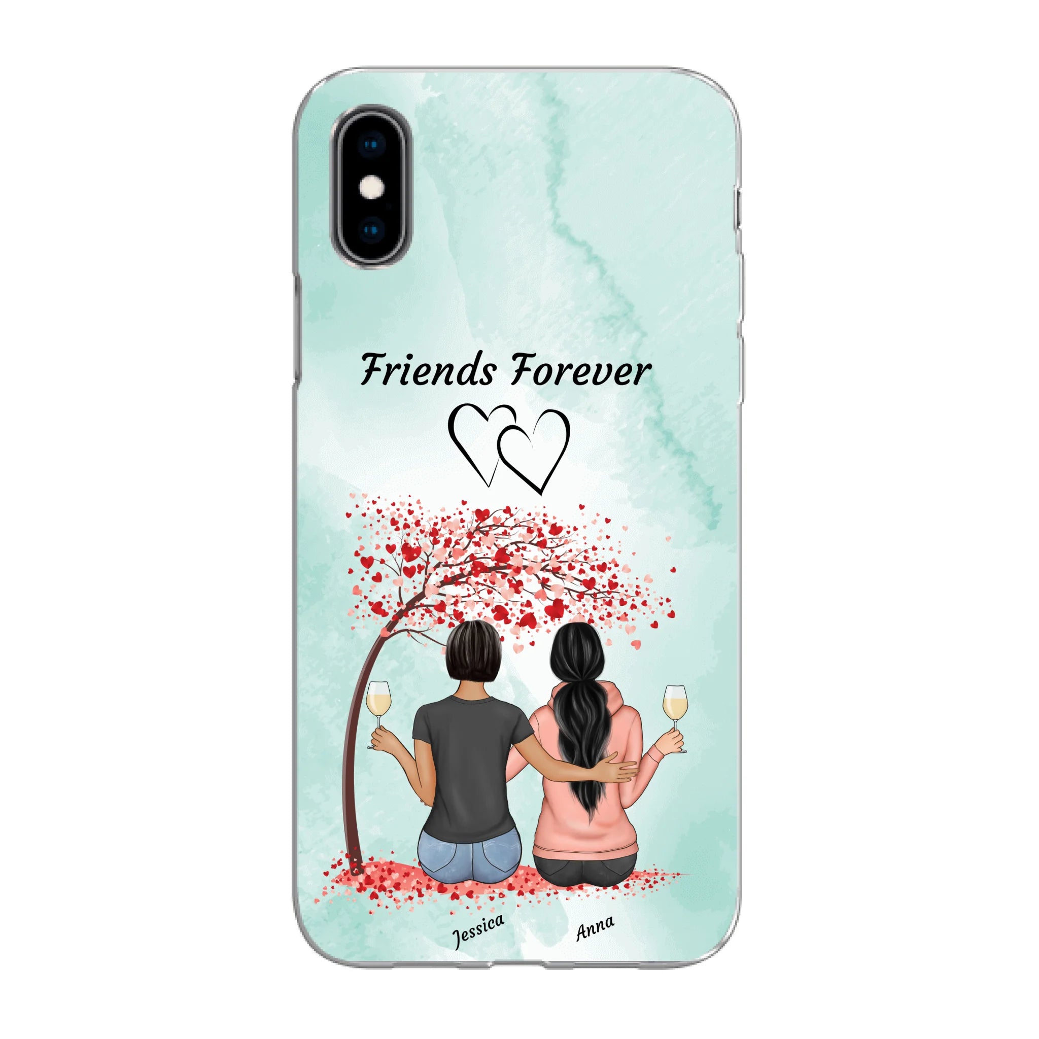 Sitzende Freundinnen unterm Baum - Personalisierbare Handyhülle