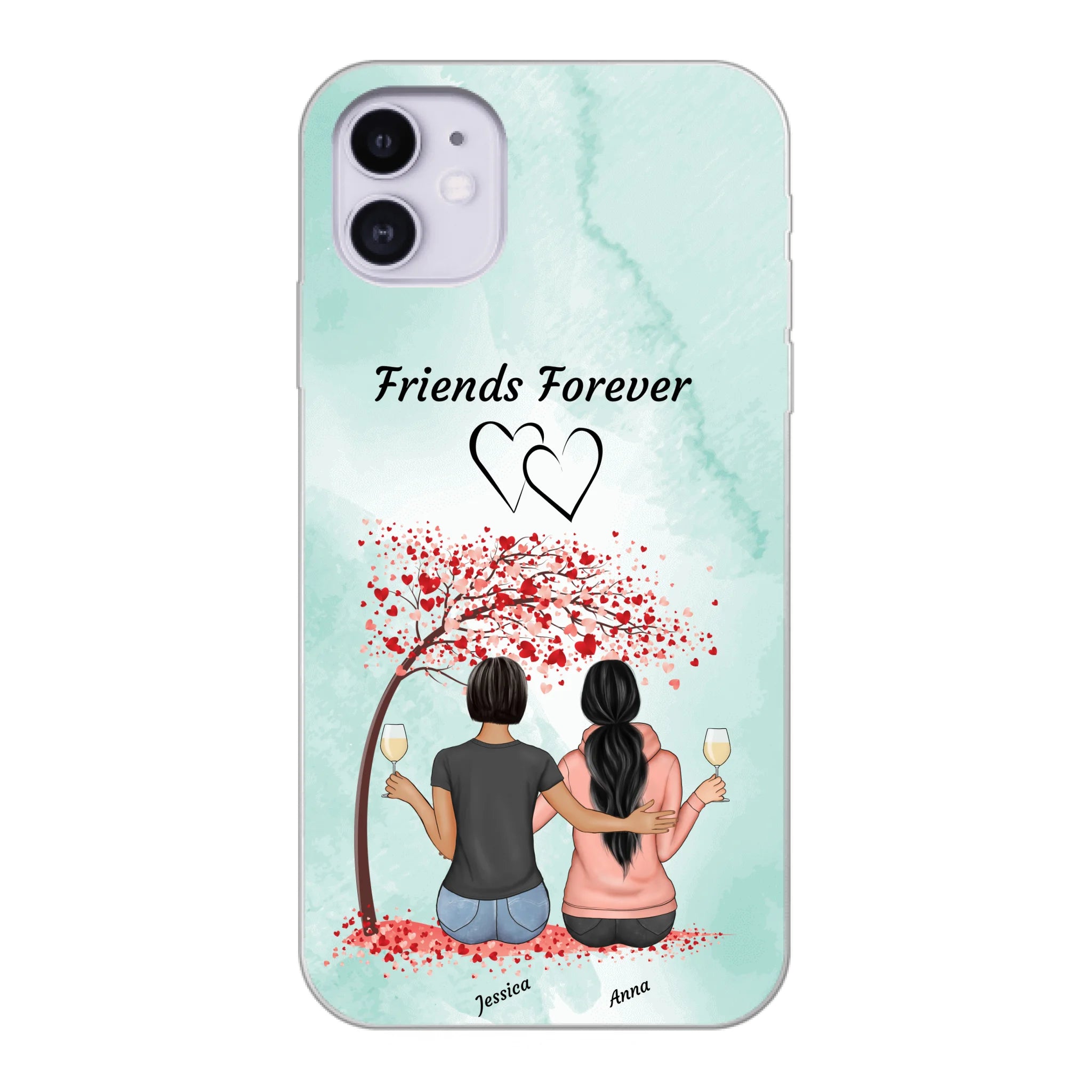 Sitzende Freundinnen unterm Baum - Personalisierbare Handyhülle
