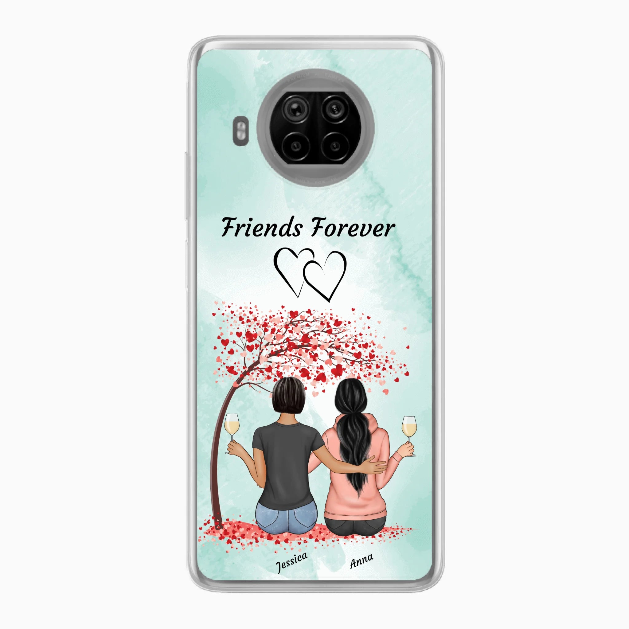 Sitzende Freundinnen unterm Baum - Personalisierbare Handyhülle