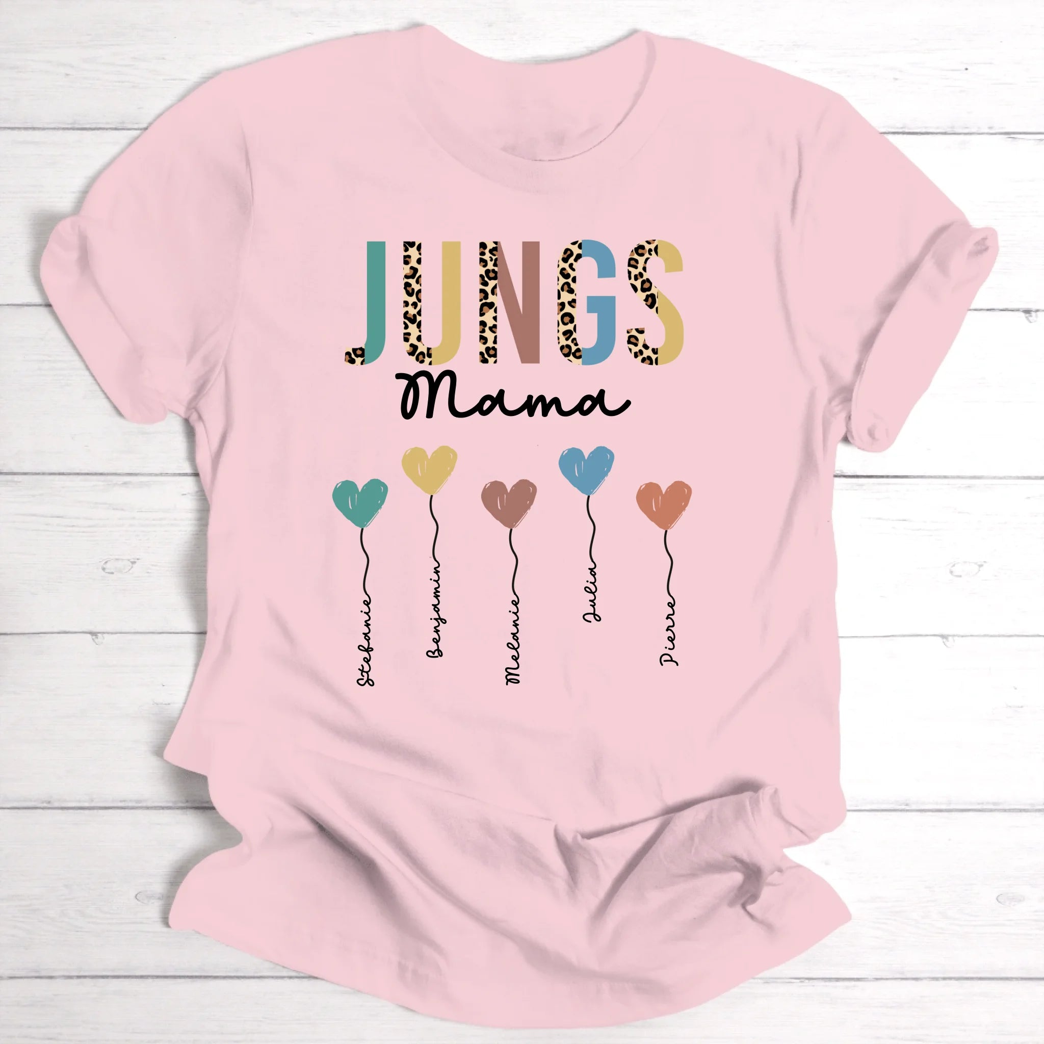 Jungs Mama / Oma Herzballons - Personalisierbares T-Shirt