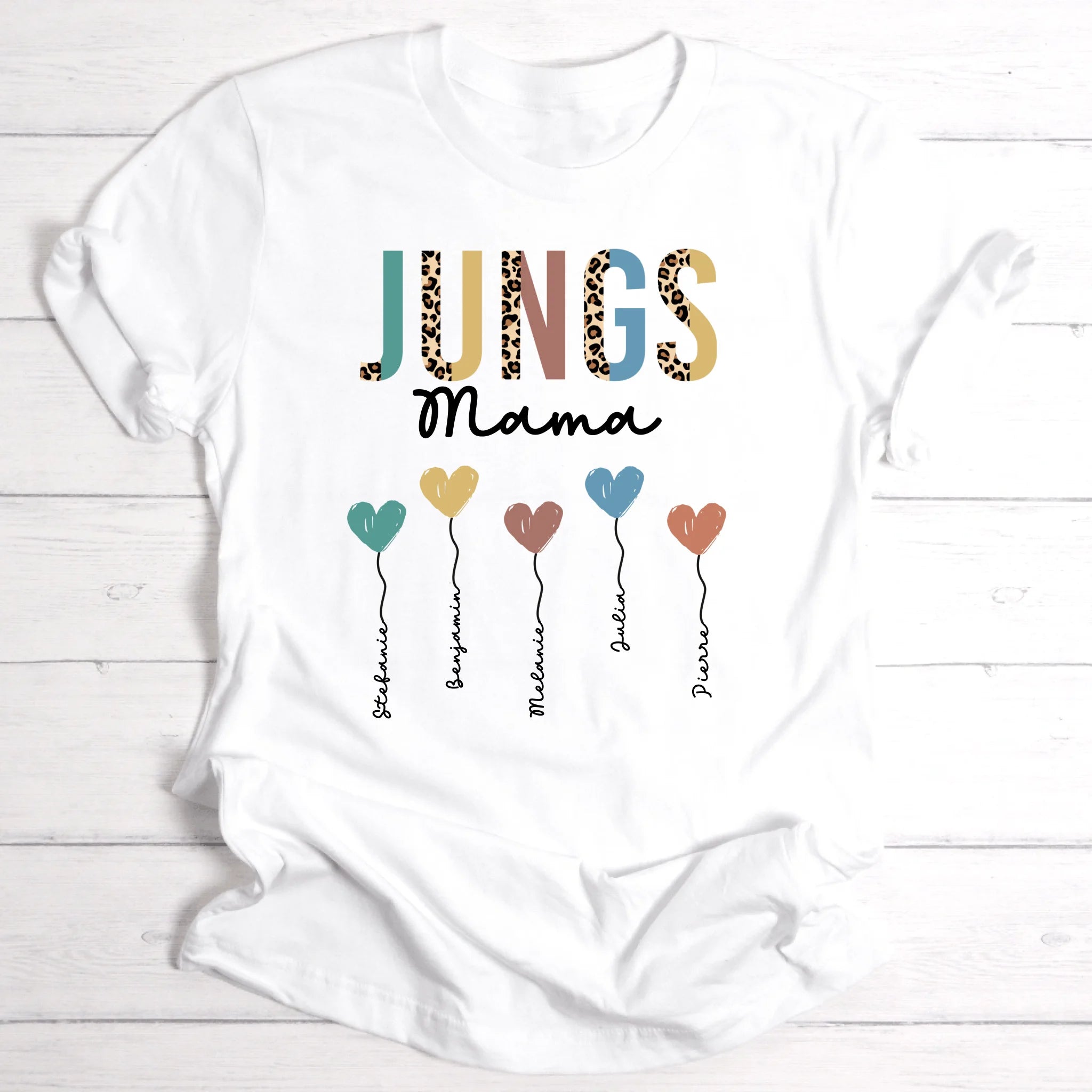 Jungs Mama / Oma Herzballons - Personalisierbares T-Shirt