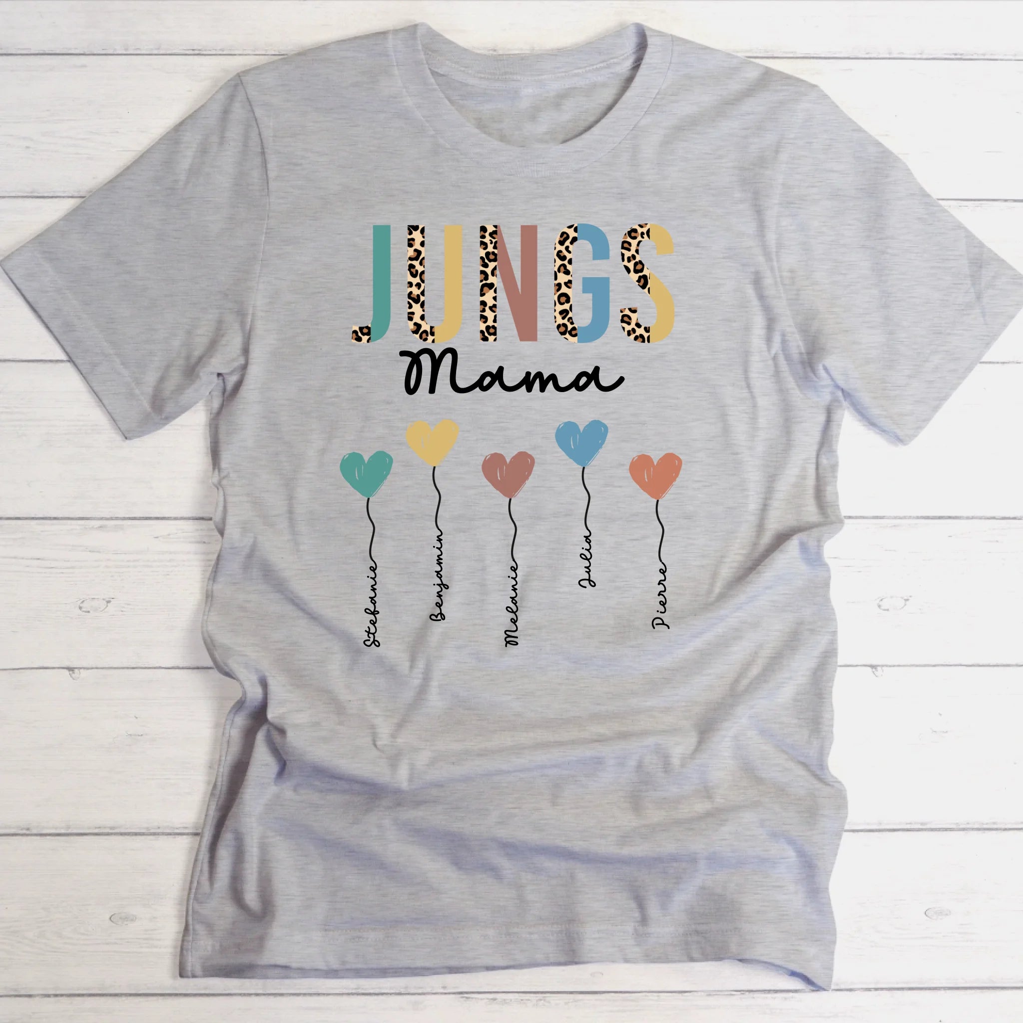 Jungs Mama / Oma Herzballons - Personalisierbares T-Shirt