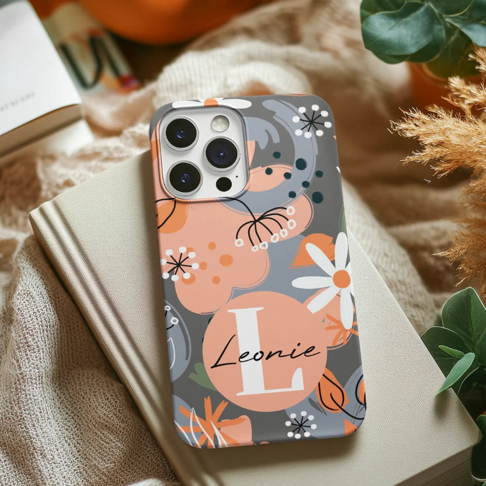 Abstraktes Blumenmuster Design für Paare, Freundin, Mama, Oma & Tante - Personalisierbare Handyhülle