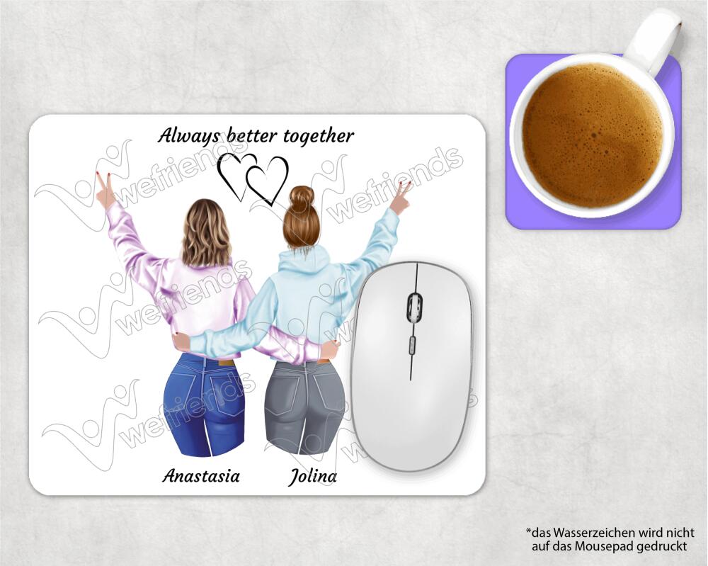 Peace Besties - Personalisierbares Mousepad - wefriends