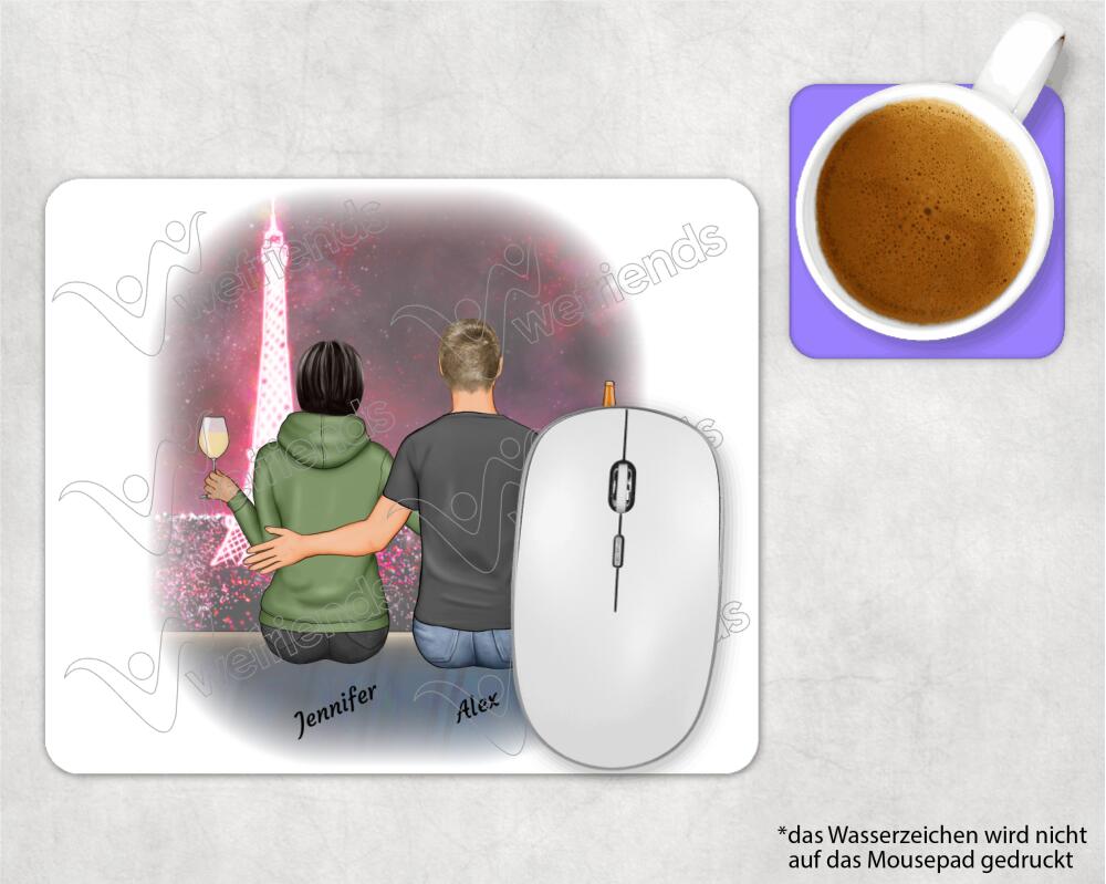 sitzendes Paar - Personalisierbares Mousepad