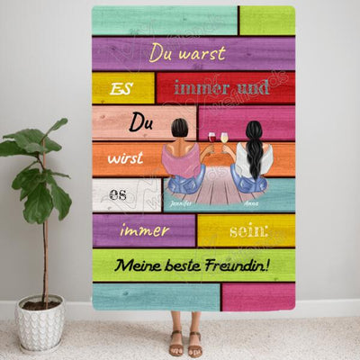 Sitzende Besties (150cm x 100cm) - Personalisierbare Flauschdecke