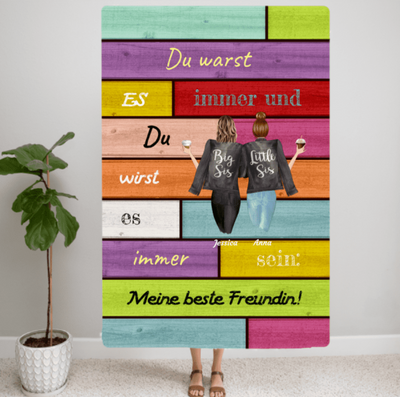 Beste Freundinnen (150cm x 100cm) - Personalisierbare Flauschdecke