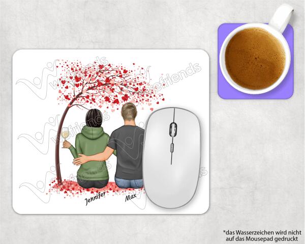 sitzendes Paar unterm Baum - Personalisierbares Mousepad