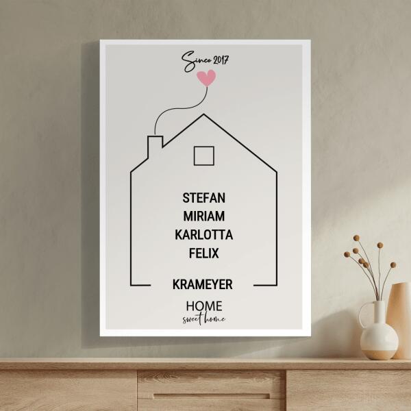 wefriends Personalisiertes Familien Poster - Hier sind wir Zuhause! -  Personalisierbares Poster