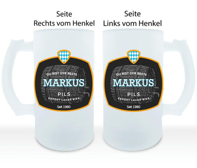 Blau-Weiß Bierlabel - Personalisierbarer Bierkrug