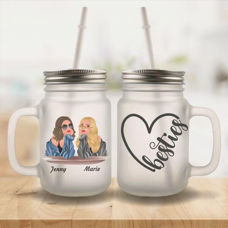 Sassy Besties - Personalisierbares Henkelglas