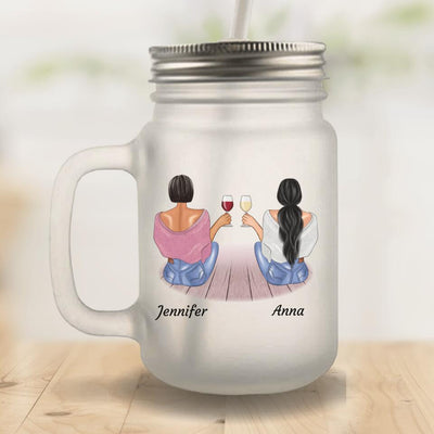 Sitzende Besties - Personalisierbares Henkelglas