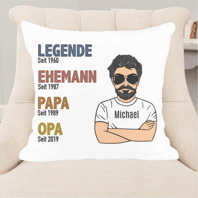 Legenden Opa / Papa - Personalisierbares Flauschkissen (40x40cm)